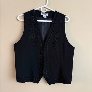Vintage Alfred Dunner Petite Beaded Black Vest Size 12P
